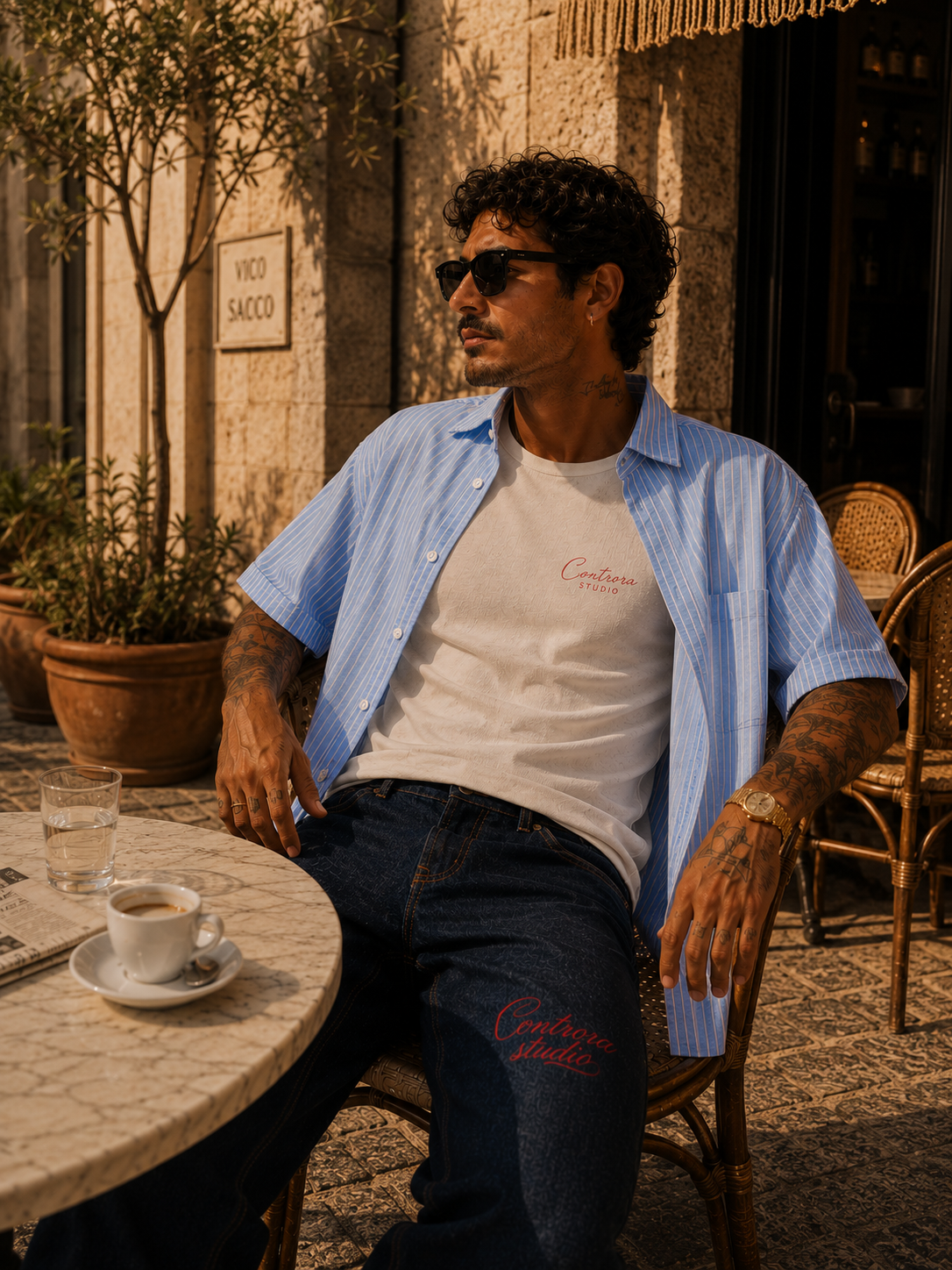 Riviera Striped Boxy Short Sleeve Shirt