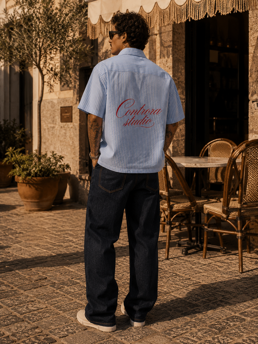 Riviera Striped Boxy Short Sleeve Shirt