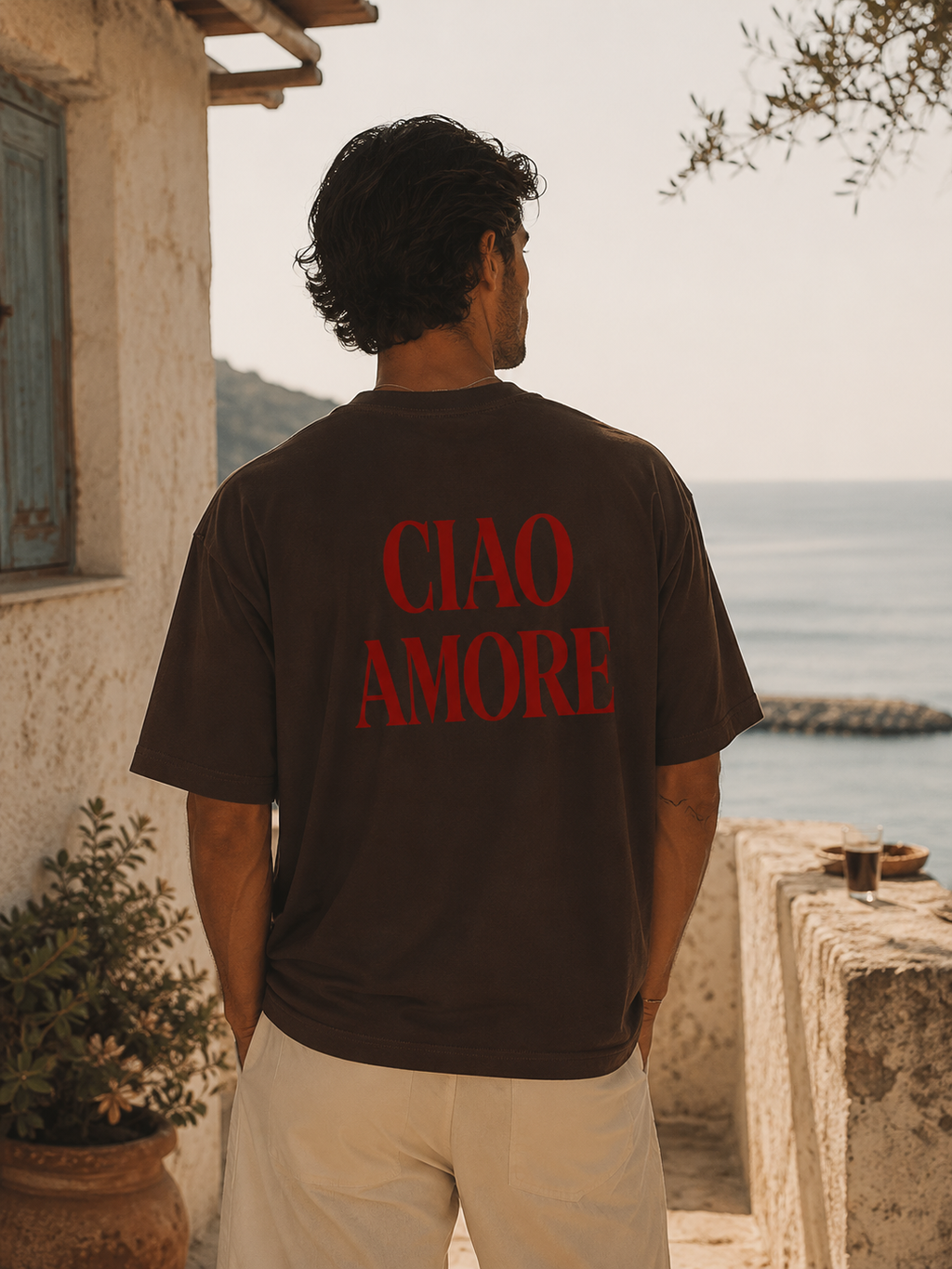 Ciao Amore Heavyweight Drop Shoulder Cotton T-Shirt