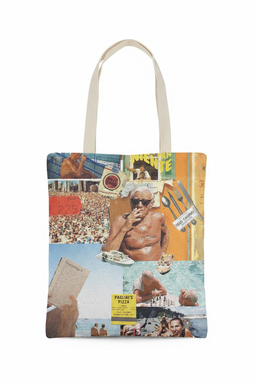 Dolce Far Niente Cotton Bag - Print Collage Vintage Italiano